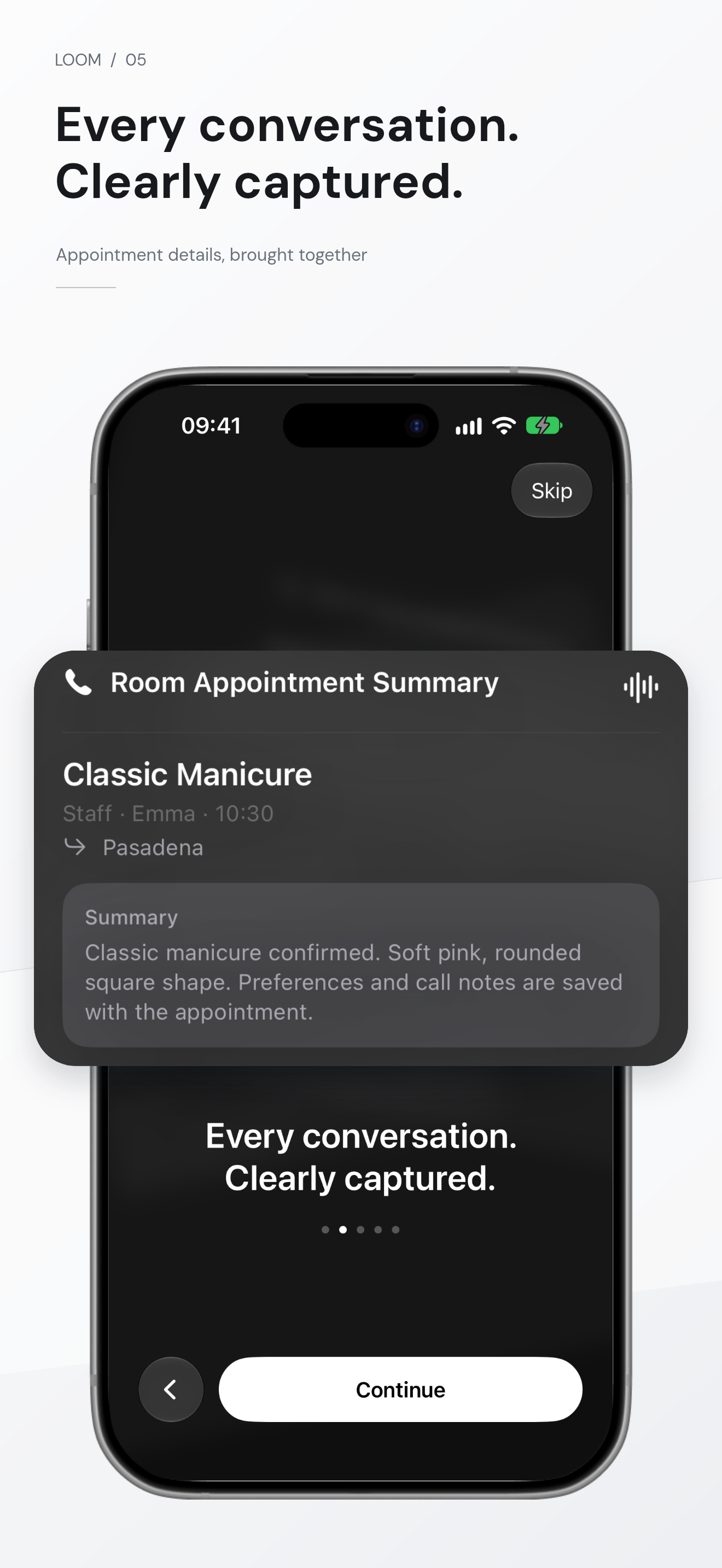 Conversation summary with appointment details